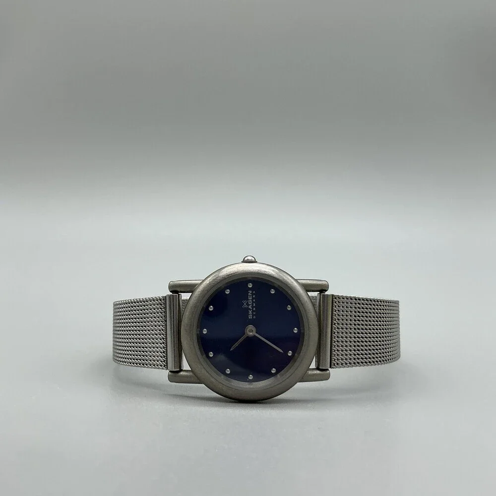 Skagen P85SN Womens Watch 24mm Blue Dial Silver Tone Denmark New Battery